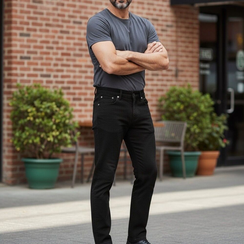 Urban Pipeline Jeans Mens 33x32 Black UltraFlex Waistband Denim Slim Straight